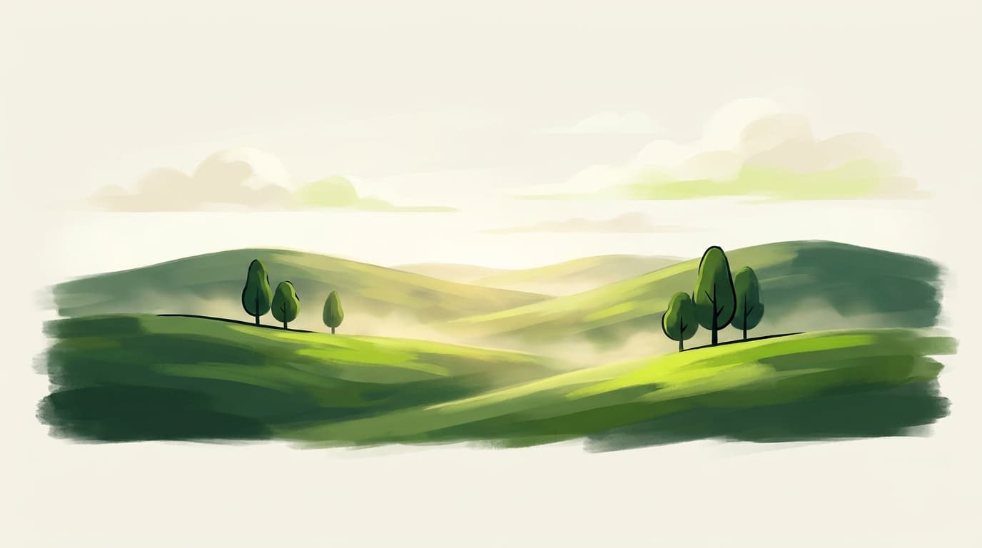 Calm painted valley — the feeling of an empty support inbox